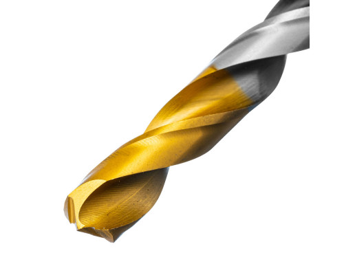 Сверло спиральное по металлу 10 x 133мм, Р6М5, Golden Tip, многогранная заточка Denzel (718285)