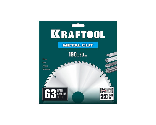 Диск пильный по металлу и стали Metal Cut, 190 х 30 мм, 63Т KRAFTOOL 36954-190-30-63