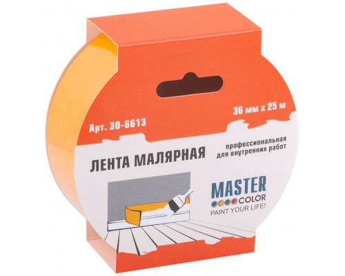 Лента малярная желтая, для внутренних работ, 36 мм x 25 м (30-6613)