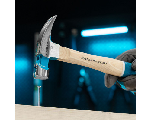 Молоток-гвоздодер, 280 г, угол 75, магнит, обрезиненная рукоятка American hickory GROSS