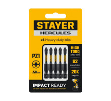 Биты торсионные HERCULES, PZ1, 50 мм, 5 шт STAYER 26233-1-50-5