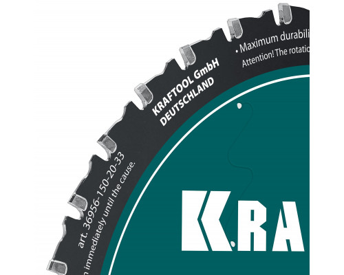 Диск пильный Ultra-Slim Metal Cut, 150 х 20 x 1.1 мм, 33Т, тонкий рез металла KRAFTOOL 36956-150-20-33