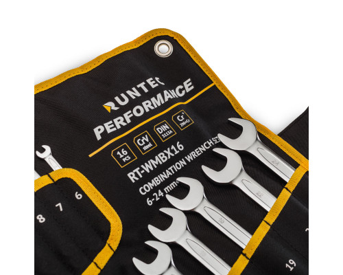 RUNTEC RT-WMBX16 Набор ключей комбинированных RUNTEC CrV 6-24 мм в сумке, 16 предметов (RT-WMBX16)