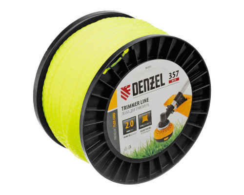 Леска для триммера витой квадрат, 2,0мм х 357м, на DIN катушке FLEX CORD Denzel (96297)