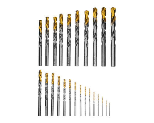 Набор сверл по металлу, 1-13 мм, Р6М5-TiN, Golden Tip, 25 шт Denzel (723009)