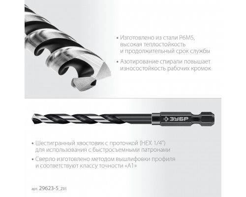 Сверло по металлу НЕХ-1/4