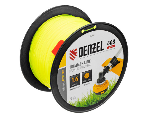 Леска для триммера круглая, 1,6мм х 408м, на DIN катушке FLEX CORD, Denzel (96268)