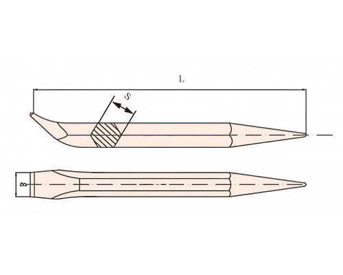 Лом монтажный шестигранный ф25х1500 мм AlCu искробезопасный 237B-1012, HORTZ