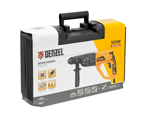 Перфоратор электрический RH-1050-26, SDS-plus, 1050 Вт, 3.2 Дж, 3 плюс 1 режим Denzel (26608)