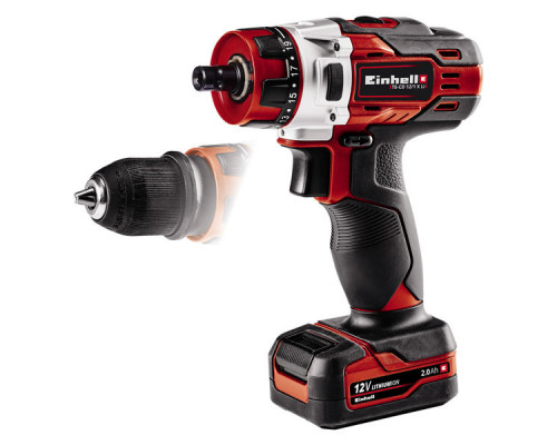Дрель аккумуляторная Einhell TE-CD 12/1 X-Li, 12В,Quick-патрон,слайдер,1x2.0 Ач,ЗУ,картон (4513592)