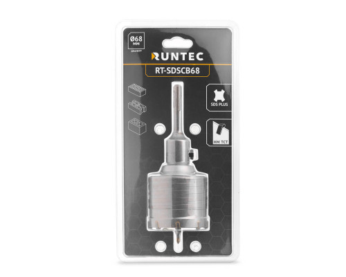 Коронка твердосплавная TCT SDS-Plus, в сборе, 68 мм RUNTEC RT-SDSCB68
