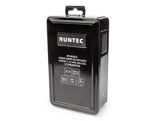 Набор сверл по металлу 1-13 мм, HSS-Co5, 25 предметов RUNTEC RT-DSCB25