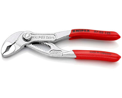 Клещи переставные 125 мм, зев 25 мм, хром, обливные ручки COBRA KN-8703125
