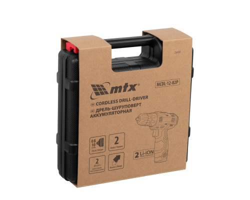 Дрель-шуруповерт аккумуляторная MCDL-12-02P, Li-Ion, 12 В, 2 акк. MTX (26181)