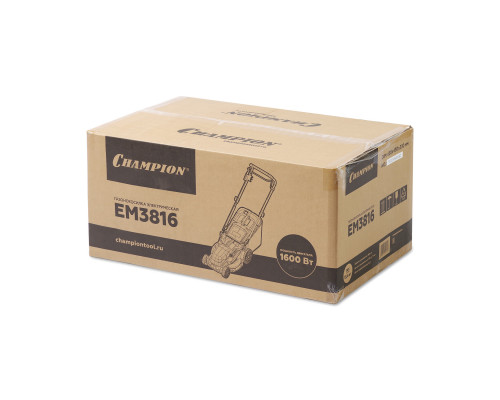 Газонокосилка эл. CHAMPION EM3816 (1,6 кВт пласт.+ткань травосб. 42л ширина 380мм 30-75мм, 11,3кг) (EM3816)