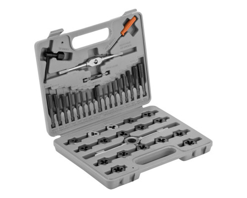 Набор метчиков и плашек М3-М12, плашко-метчикодержатель, 40 предметов, пластиковый бокс Sparta