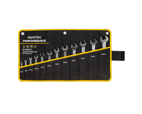 RUNTEC RT-WOBX12 Набор ключей рожковых RUNTEC CrV 6x7-30x32 мм в сумке, 12 предметов (RT-WOBX12)
