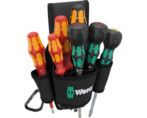 9621 SET 2 Kraftform Ball-Grip Набор отвёрток в поясной сумке, 8 пр., PH 1/2, Силовая SL 5.5, VDE SL 3.5, Ball-Grip: PH 1/2, SL 6 (WE-136033)