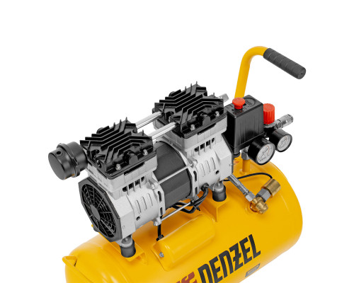 Компрессор DLS950/24 безмаслянный малошумный 950 Вт, 165 л/мин, ресивер 24 л Denzel (58026)