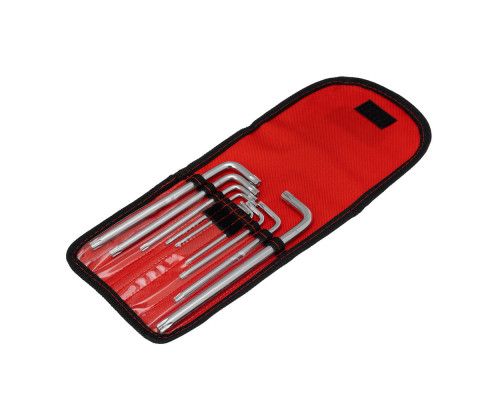Набор ключей имбусовых Torx -Torx Tamper: 9 шт, T10-T50, CrV, удлиненных, с сатинированным покрытием, чехол Matrix
