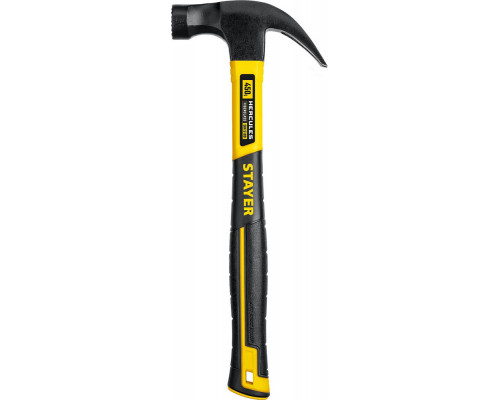 Молоток-гвоздодёр столярный с фиберглассовой рукояткой Professional Hercules-M STAYER 450 г 2027-450_z01  