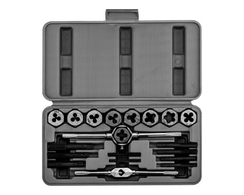 Набор метчиков и плашек М3-М12, плашко-метчикодержатель, 20 предметов, пластиковый бокс Sparta