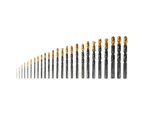Набор сверл по металлу, 1-13 мм, HSS-Tin, Golden Tip, 25 шт Denzel (72323)