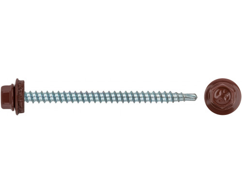 Шурупы кровельные со сверлом 4,8 х 70 100шт , бордовый RAL 3009 (фасовка) (23555-0)