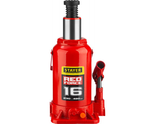 Домкрат бутылочный гидравлический 16 т, 230 - 460 мм RED FORCE Professional STAYER 43160-16