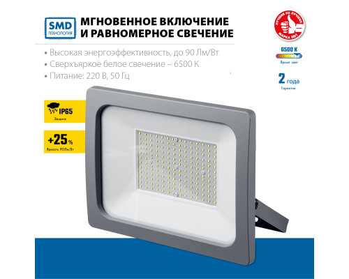 ЗУБР ПСВ-150, 150 Вт, 6500K, IP 65, светодиодный прожектор, Профессионал (57140-150)
