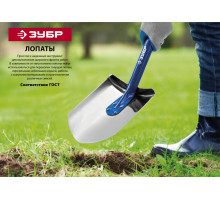 Штыковая прямоугольная лопата 310 х 215 х 1500 мм полотно 1.7 мм закалено дерев. лакир. черенок высш. сорт Профессионал ЗУБР Фаворит 4-39511