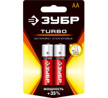 Батарейки алкалиновые TURBO, AA x 2, 1.5 В ЗУБР 59213-2C_z01