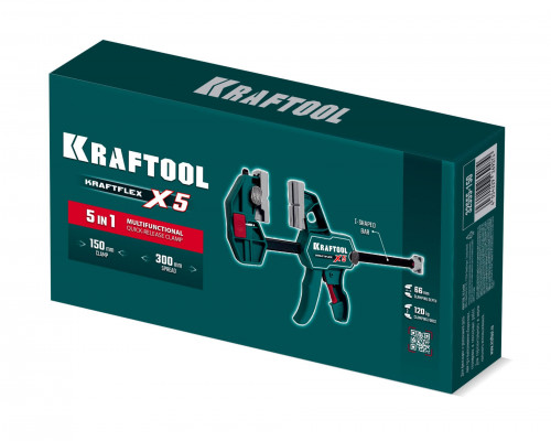 KRAFTOOL KRAFTFLEX X5 150, 150 х 66 мм, многофункциональная струбцина для направляющих шин (32555-150)