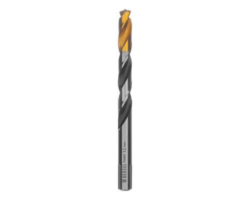 Сверло спиральное по металлу 12 x 151мм, Р6М5, Golden Tip, многогранная заточка Denzel (718287)