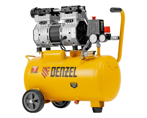 Компрессор DLS950/24 безмаслянный малошумный 950 Вт, 165 л/мин, ресивер 24 л Denzel (58026)