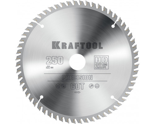 Пильный диск по дереву Precision, 250 х 32 мм, 60Т KRAFTOOL 36952-250-32