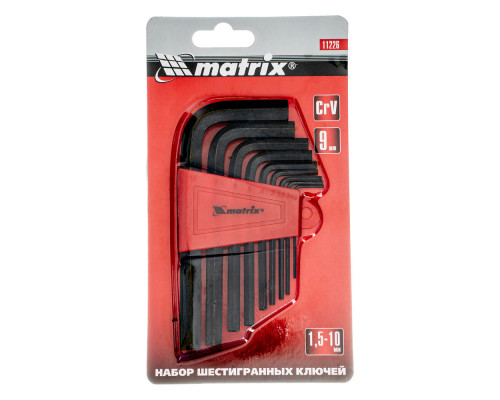 Набор ключей имбусовых HEX, 1.5-10 мм, CrV, 9 шт Matrix