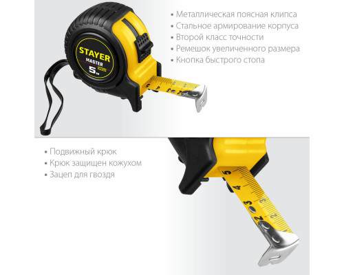 Рулетка 5 м х 25 мм STAYER 34025-05-25