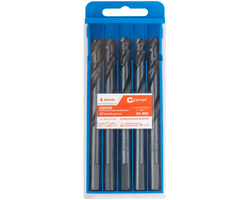 Сверло по металлу Cutop Special, HSS-G, 9,5 х 125/72 мм (5 шт) (54-959)