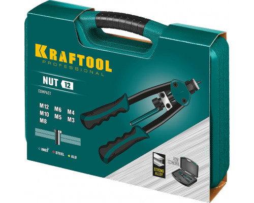 Резьбовой двуручный заклепочник NUT-12, М3–М12, в кейсе KRAFTOOL 31183
