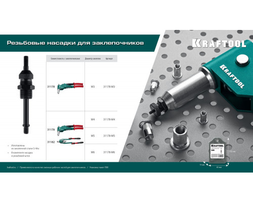 Сменная насадка М4 для заклепочников 31178, 31182 KRAFTOOL 31178-M4