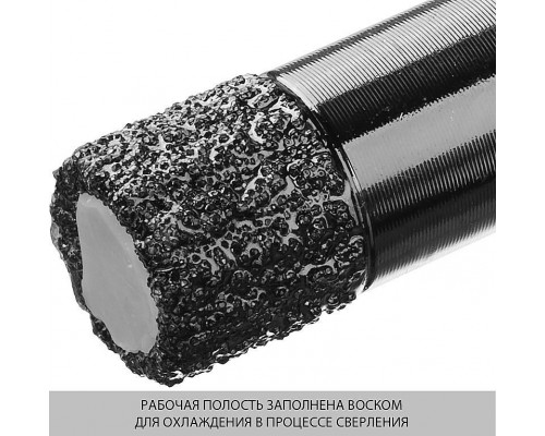 Коронка алмазная вакуумная АВК, d 8 мм, М14, 15 мм кромка ЗУБР Профессионал 29865-08-M14
