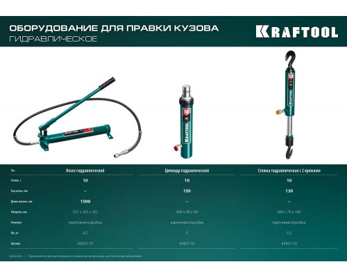 Гидравлический цилиндр ЗУБР, Профессионал 10 т KRAFTOOL 43427-10