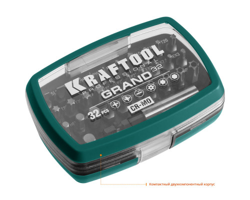 Набор бит Grand-32, с магнитным адаптером, 32 шт KRAFTOOL 26083-H32