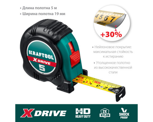 Рулетка 5 м х 19 мм X-Drive KRAFTOOL 34122-05-19
