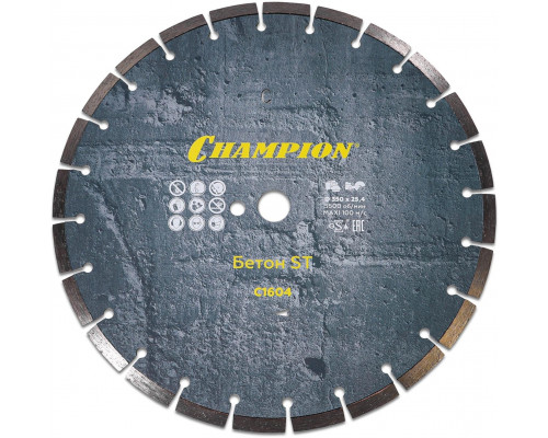 Диск алмазный CHAMPION бетон ST 350/25,4/10 Concremax (старый бетон, ж/б с наполн.сред.тв) (C1604)