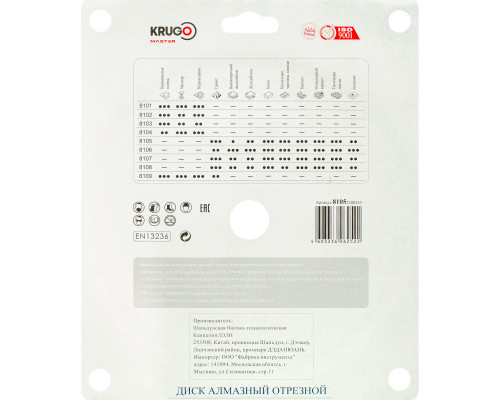 Диск алмазный сегментный по бетону PRO KRUGO MASTER 230х2,6х22,2х12 mm 81052300253