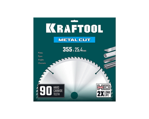 Диск пильный по металлу и стали Metal Cut, 355 х 25.4 мм, 90Т KRAFTOOL 36954-355-25.4-90