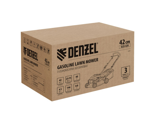 Газонокосилка бензиновая GLD-420, 146 см3, ширина 42 см, 40 л Denzel (58805)
