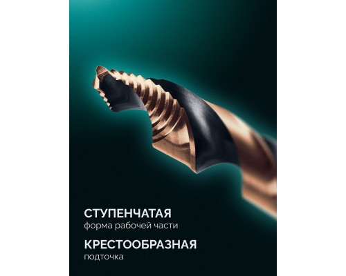 Сверло по металлу для винтовёртов и шуруповертов IMPACT READY STEP POINT d5.5 х 98 мм KRAFTOOL 29653-5.5